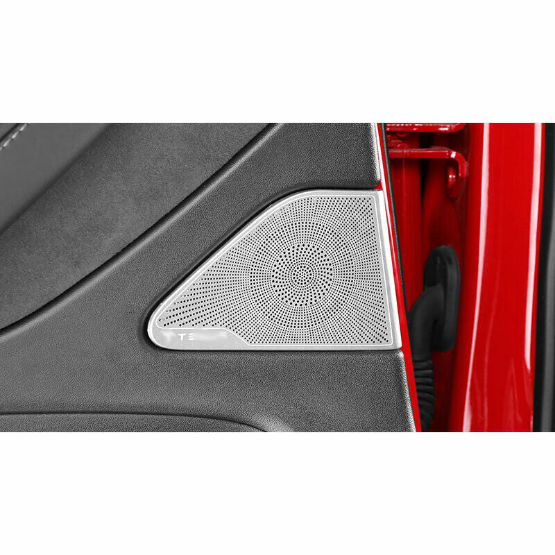 2pc for Tesla Model 3 2017-2023 Silver Steel Inner Rear Door Speaker Frame Cover