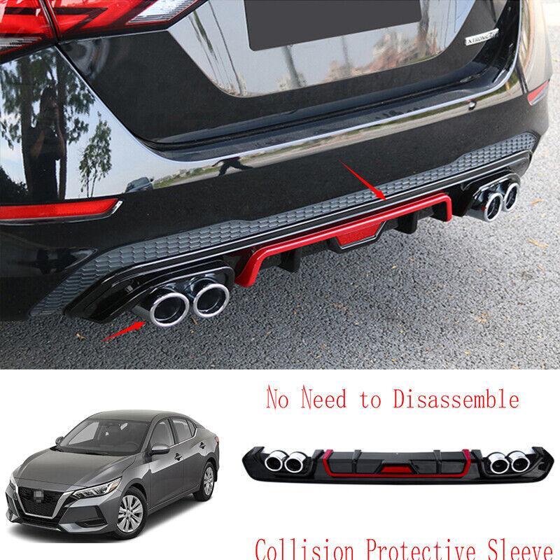 Black-Red Rear Bumper Diffuser Lip Spoiler Refit Car for Nissan Sentra 2020-2023
