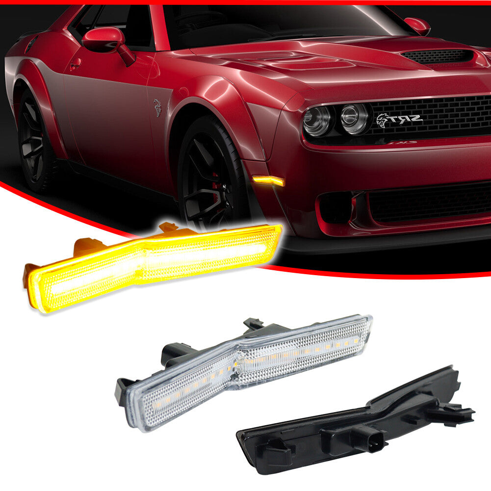 Transparent amber front fender side marker lights for 18+ for Dodge for Challenger widebody RT