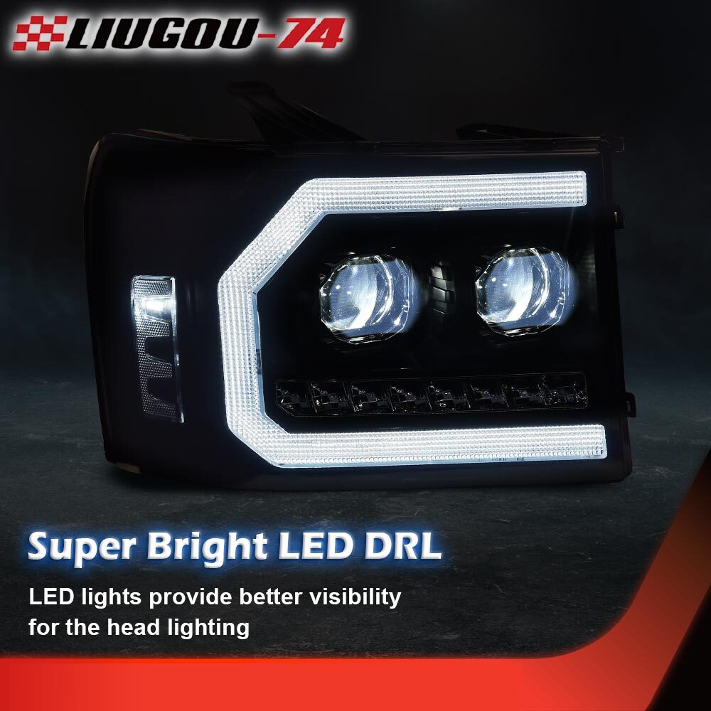 Suitable for 07-13 for GMC for Sierra 1500 2500HD 3500HD LED DRL projector headlamp smoke effect
