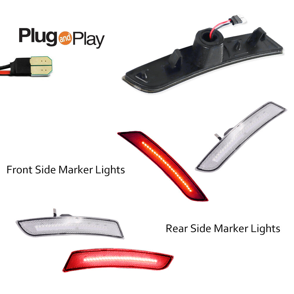 4-piece all-red LED side marker lights and fender lights for 2016-2023 for Chevrolet Camaro.