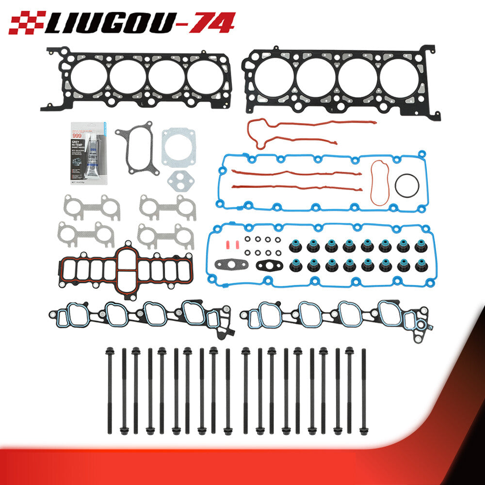 Suitable for 2000-2004 for Ford F150, F350, Expedition, Excursion, E150 head gasket and bolt sets.