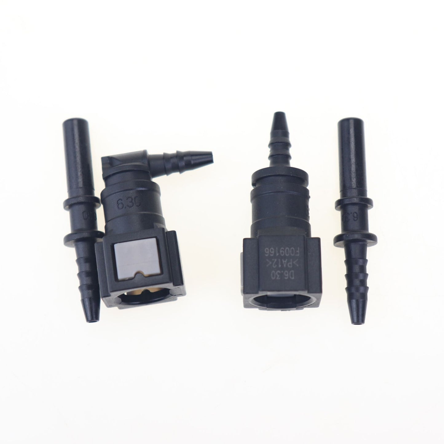 2 sets of 6.30mm SAE 1/8 inch to 1/8 inch automotive nylon fuel line hose quick release connectors