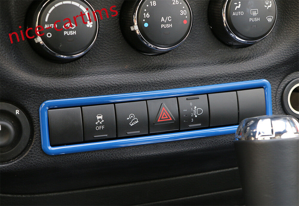 Blue ABS Car Emergency Light Lamp Switch Frame Trim for Jeep for Wrangler JK 2011-17