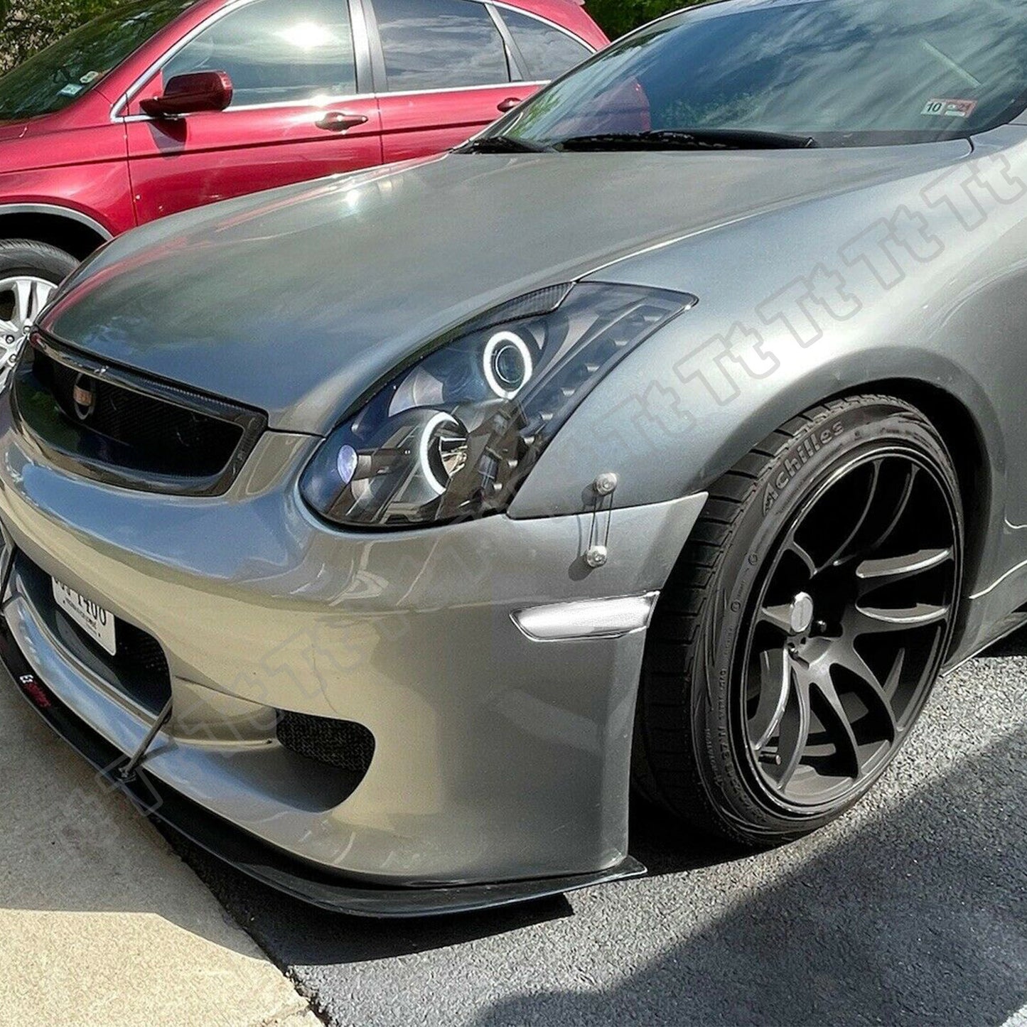 Suitable for 2003-2007 for Infiniti G35 Coupe, white LED bumper side marker lights (smoked).