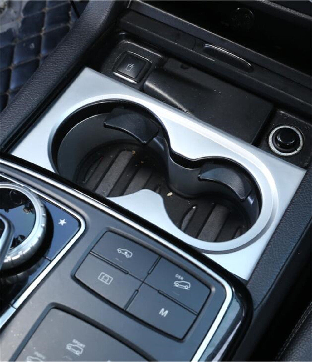 Silver ABS Central Control Cup Holder Panel Cover for Benz GL GLE GLS ML 2013-19
