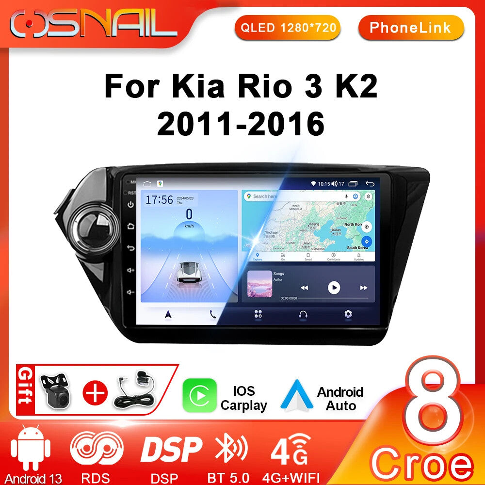 for Kia K2 RIO 3 2011-2016 Android Auto GPS Navi CarPlay Car Radio Stereo Screen