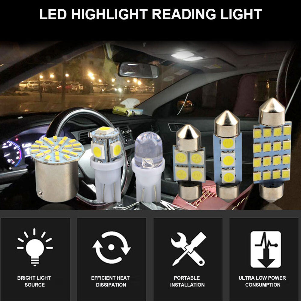 42pcs Car Interior White Combo LED Map Dome Door Trunk License Plate Light Bulbs