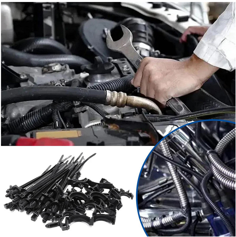 30Pcs Zip Ties 15Pcs Harness Clips Car Wire Routing Clips Self Locking Fastening