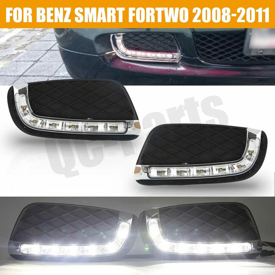 A pair of replacement fog lights for Mercedes-Benz for Smart Fortwo 20-11 LED DRL daytime running lights