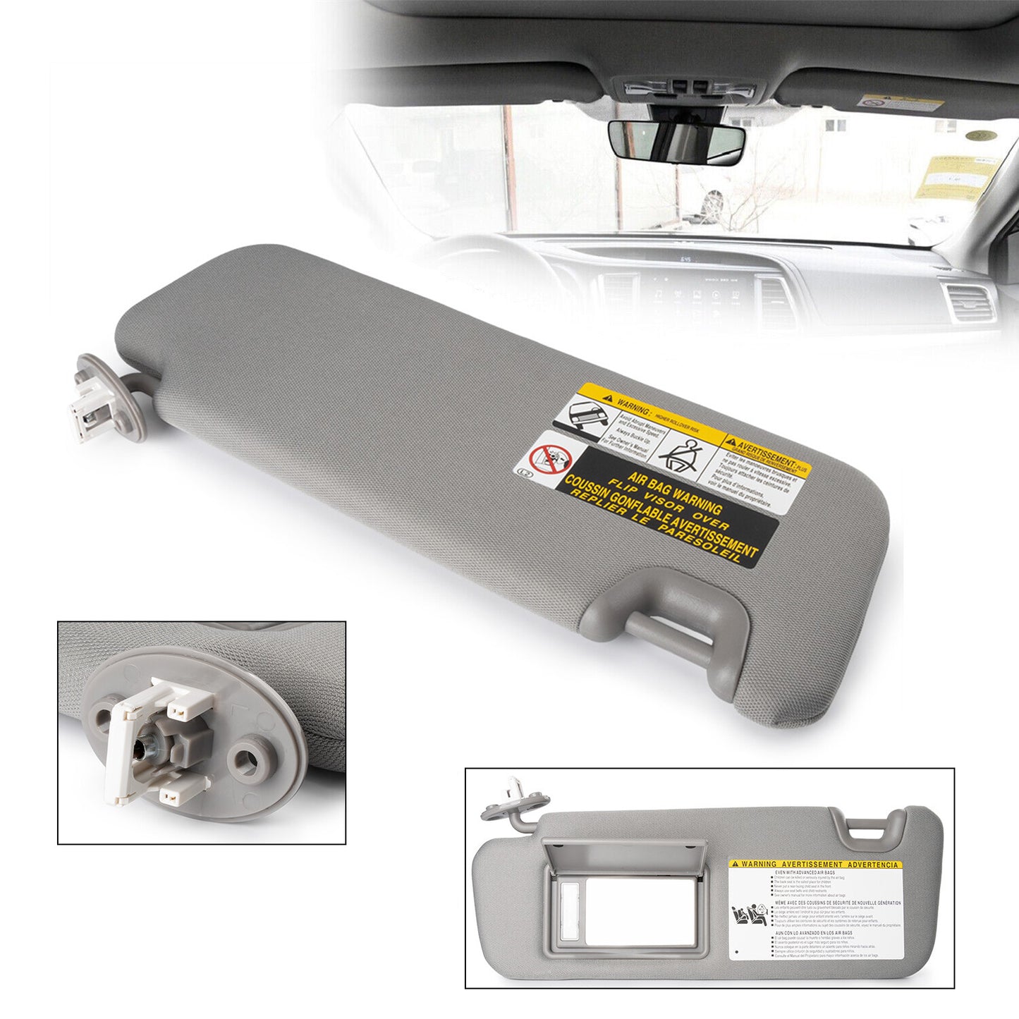 LH gray sun visor with vanity light on the left side, suitable for Toyota Highlander 14-19