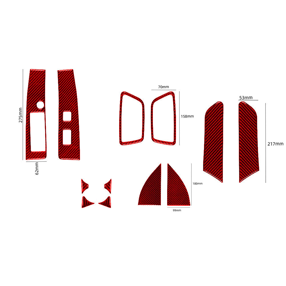 12X Red for Toyota Tacoma Carbon Fiber Front Door Panel Cover Trim 2016-2021