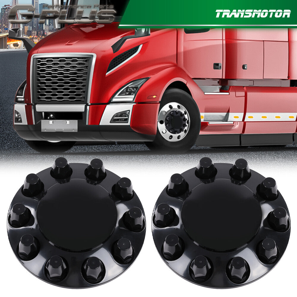 Brand new front wheel cover, 33mm hub axle, semi-truck ABS, plastic satin black, 1 pair