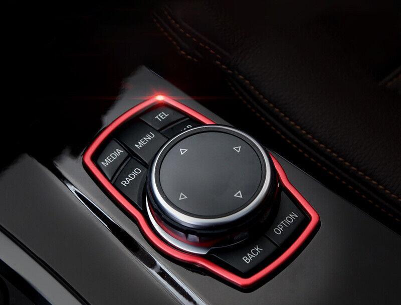 Red Aluminum Console Multimedia Knob Frame Trim for BMW X3 G01 X4 G02 2018-2021