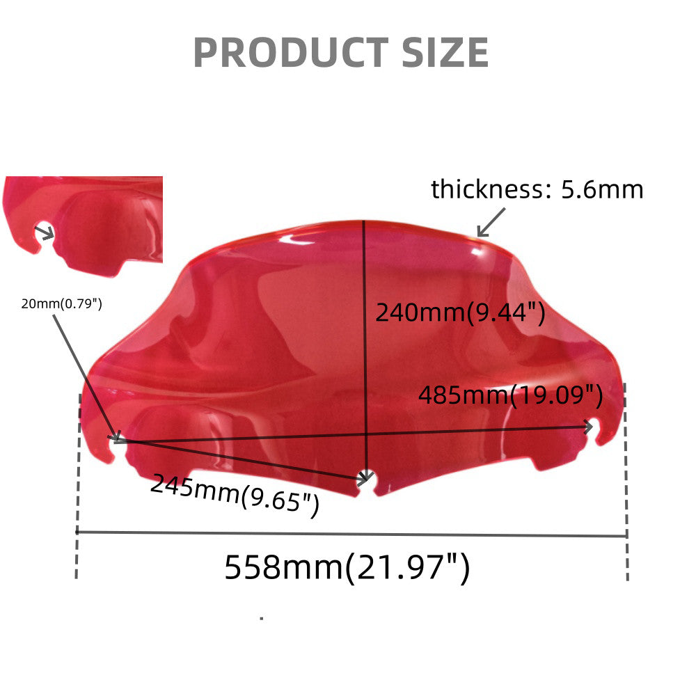 Red Windshield Windsreen Wave 9 for Harley Touring Electra Street Glide 14-23