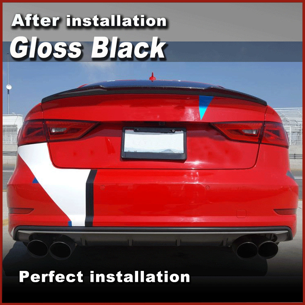 Gloss Black Rear Trunk Spoiler Wing Fiberglass Fit for Audi A3 S3 RS3 2014-2019
