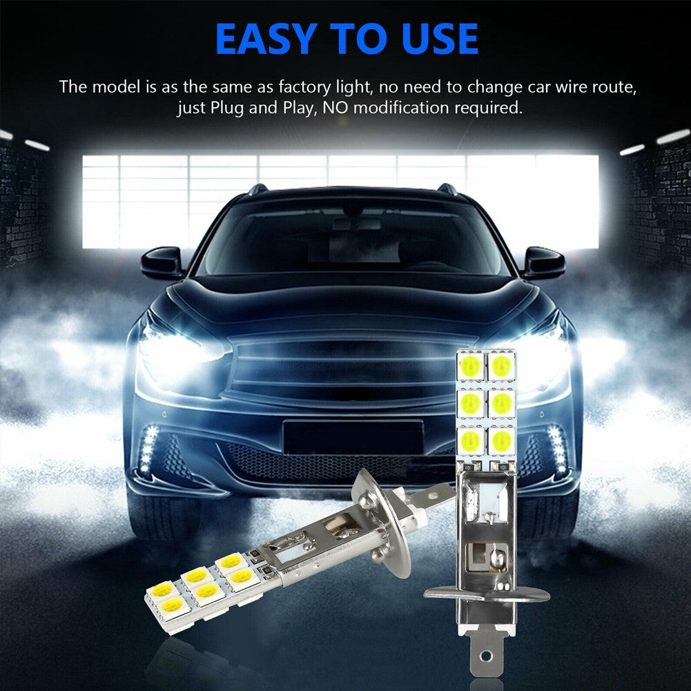 2-pack H1 White 6000K 55W LED Headlight Bulb Set Fog Light 12V-24V