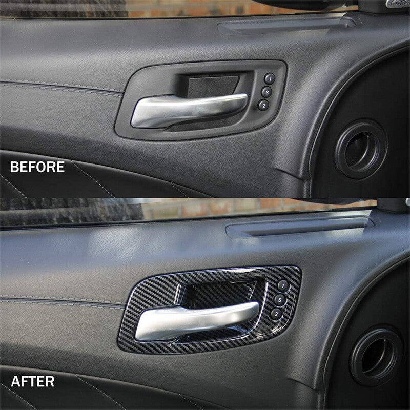 Inner Door Handle Bowl Cover Trim Carbon Fiber for Dodge Charger 16-21