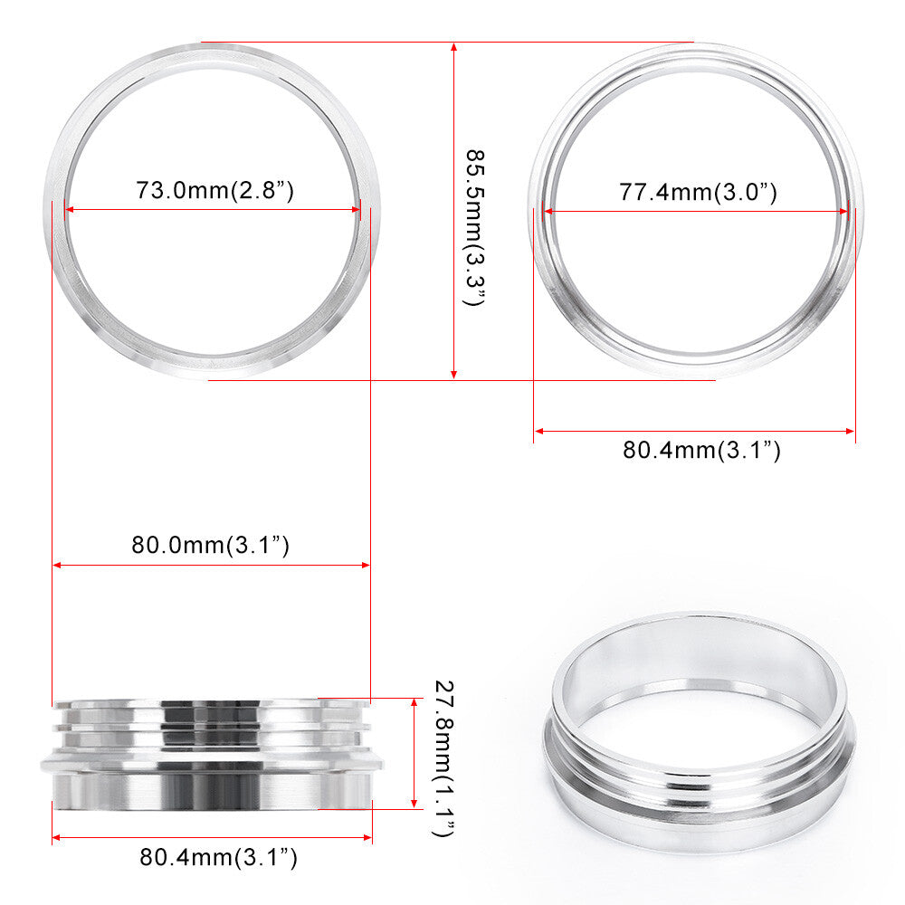 3inch 76mm Aluminum HD Clamp Intake V-band Clamp Flange Universal