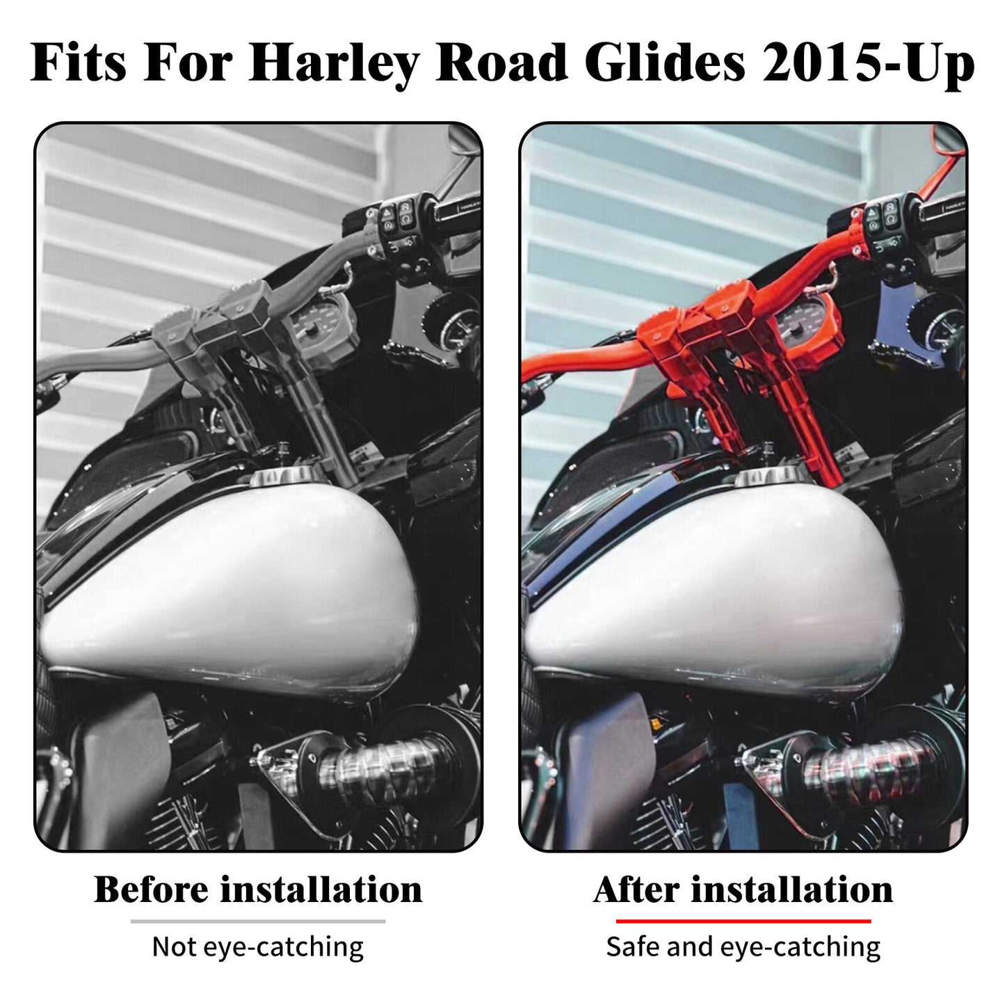10 Red Risers Clamp Gauge Housing for Harley 1.25 Handlebar Road Glide 15-23