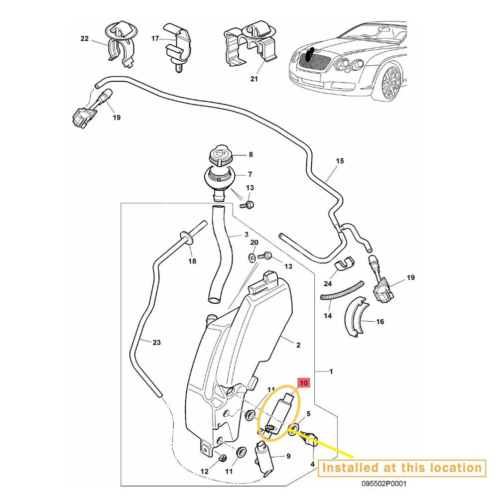 Equipment Manufacturer ( ) for Bentley 2004-2010 Headlight Washer Pump: 3W0955681