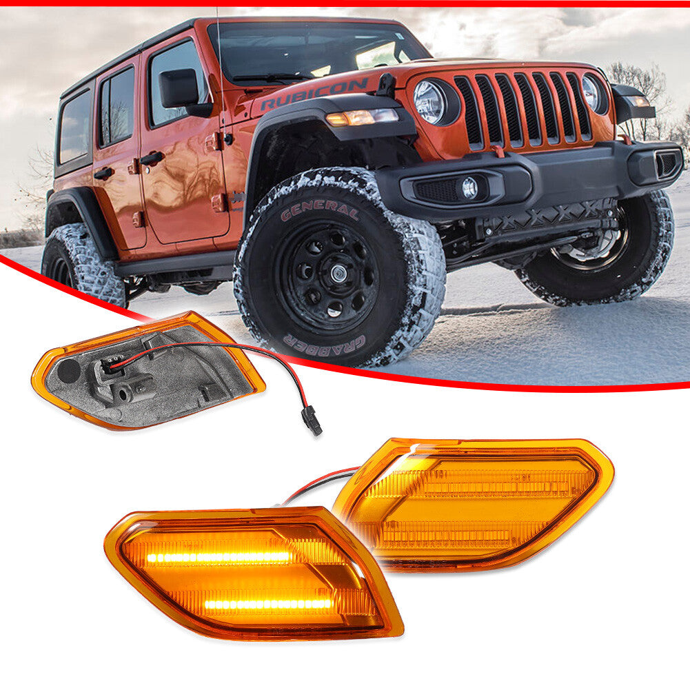 Front fender amber LED side marker light kit for 2018+ for Jeep for Wrangler JL/Gladiator