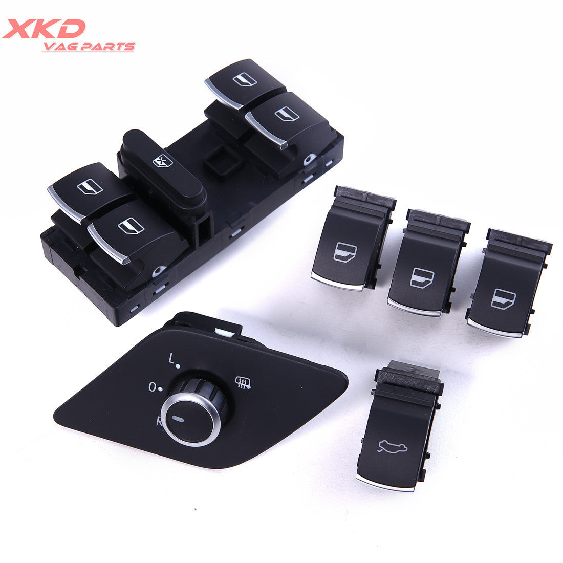 6-piece chrome side mirror, main window, and trunk release kit for Volkswagen for Jetta MK6