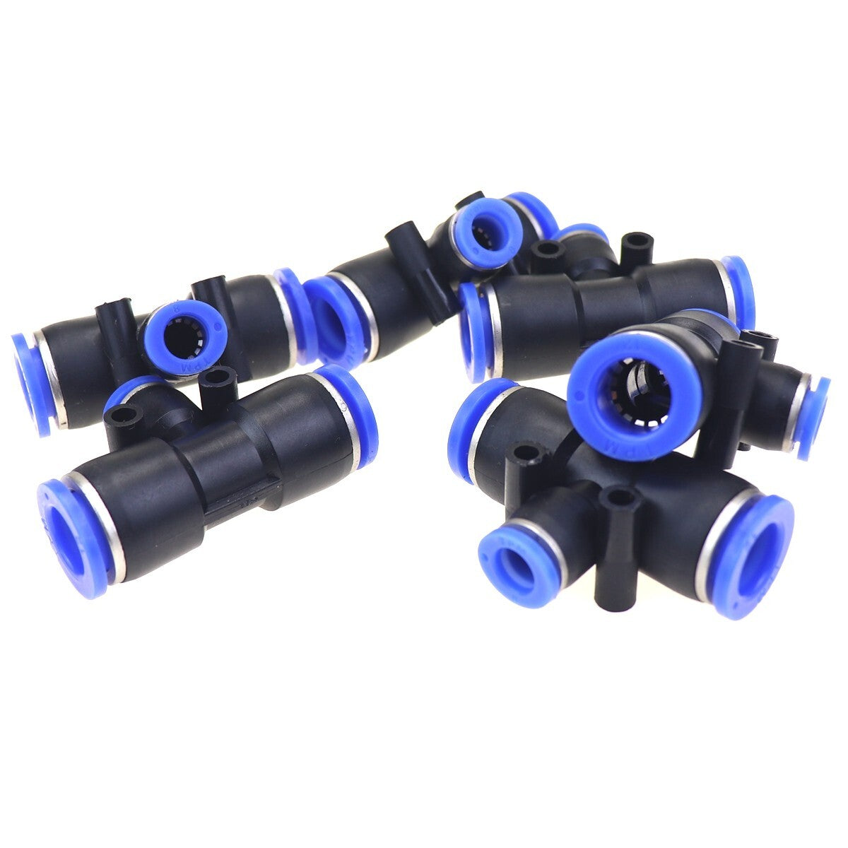 6-piece pneumatic reduction T-shirt with push-in accessory tube OD 1/2 to OD 5/16 One Touch
