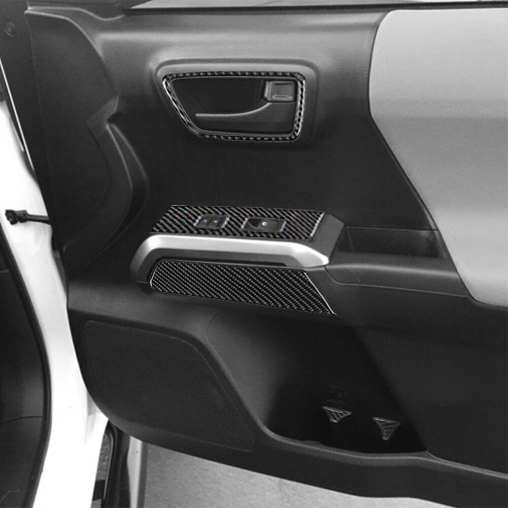 22X Carbon Fiber Door Control Kit Cover Trim for Toyota Tacoma 2016-2021