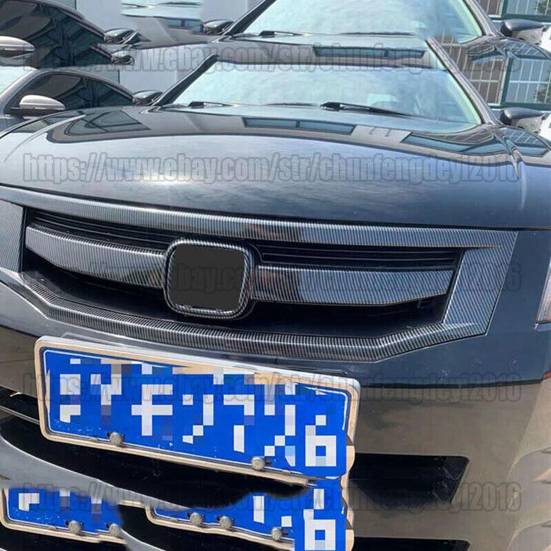 For 2008 2009 2010 8th Gen for Honda Accord 4dr Sedan carbon fiber Front Grille Trim