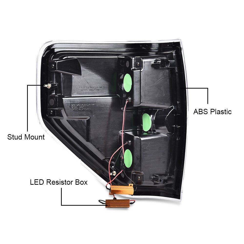 Suitable for 09-14 for Ford F150 LED chrome-cased taillights and rear brake lights (LH+RH-).