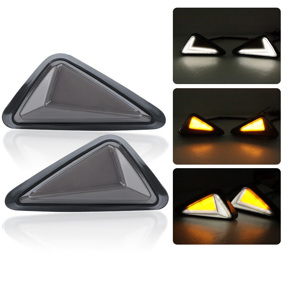 Motorcycle Triangle Flush Mount LED Turn Signal Indicator Light Amber White DRL