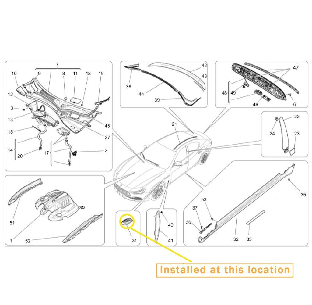 Suitable for Maserati Ghibli right front vent Birght chrome equipment manufacturer: 670029939