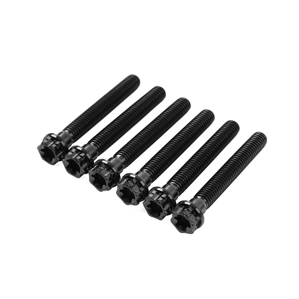6pcs Bolts Torx Head Flange Screws M8x55mm Black For Motorcycle Bike