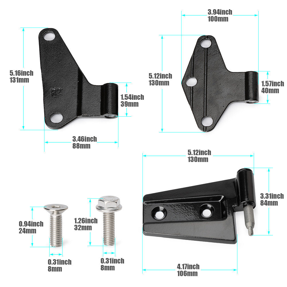 For 2007-18 for Jeep for Wrangler JK Body Door Hinge Replacement Set Black Powder Coat