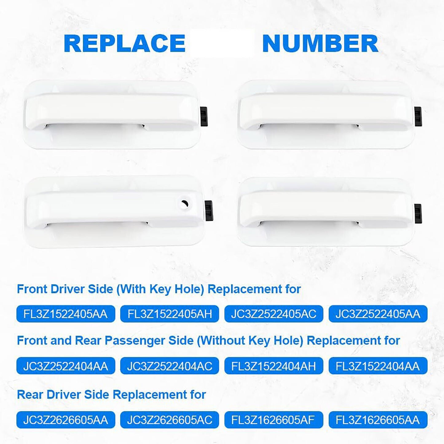 4 Door Handles Front Rear Set Replacement for Ford F150 Pick-up Truck 15-20