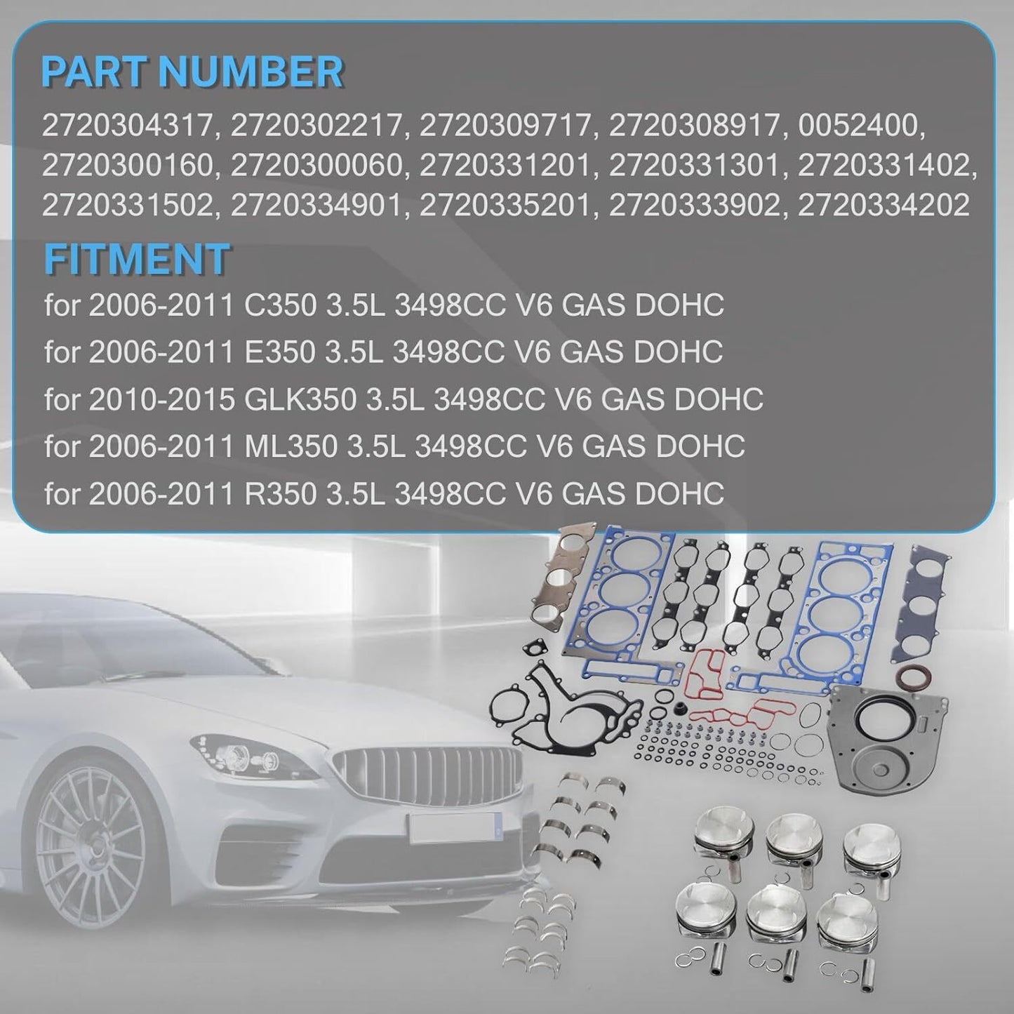 Overhaul Rebuild Kit New for Mercedes-Benz ML350 GL350d CDI W166 BlueTech OM642