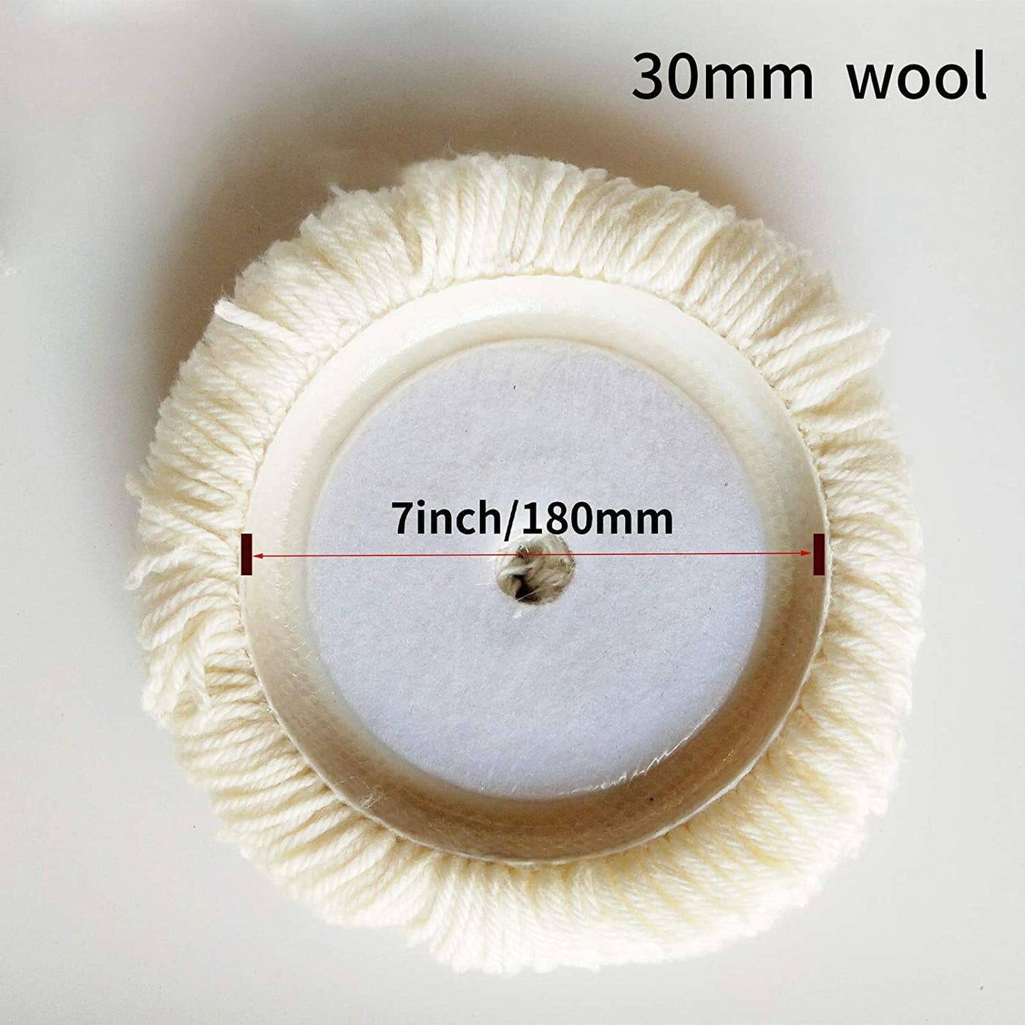Wool Polishing Cushion Kit for Drilling 7-inch 100% Natural Wool Hook and Loop Handles