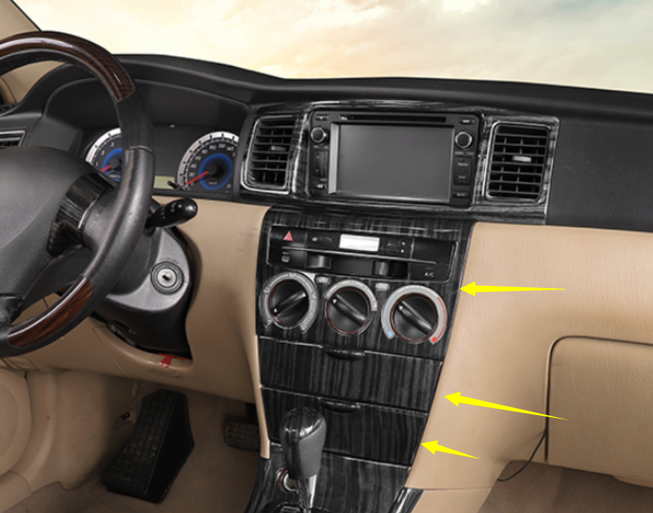for Toyota for Corolla 03-08 Black Wood Grain ABS Middle Console AC Knob Cover Panel