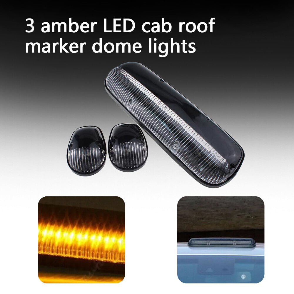 3x Amber LED Cab Roof Marker Top lights for Chevrolet Silverado 1500 2500 3500