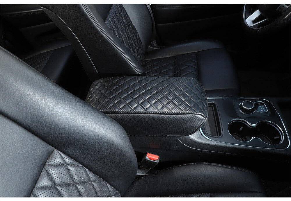 Carbon Armrest Box Cushion Cover Leather Case for Jeep Grand Cherokee 2011-2020