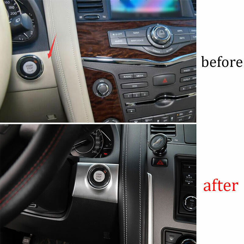 One-Click Startup Frame Cover Trim for Nissan Armada Y62 2017-2020 Matte Silver
