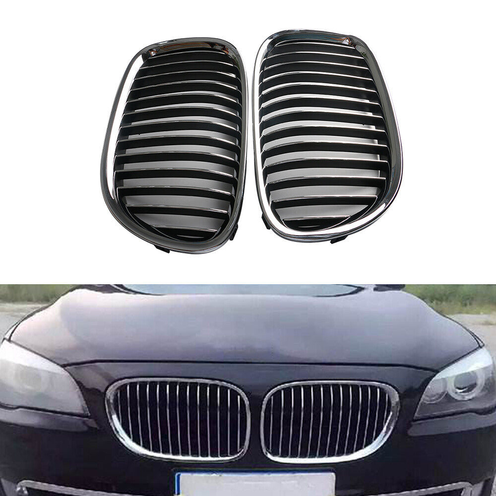 Pair Front Bumper Grille Chrome for 09-14 for BMW 7-Series 51117184151 51117184152