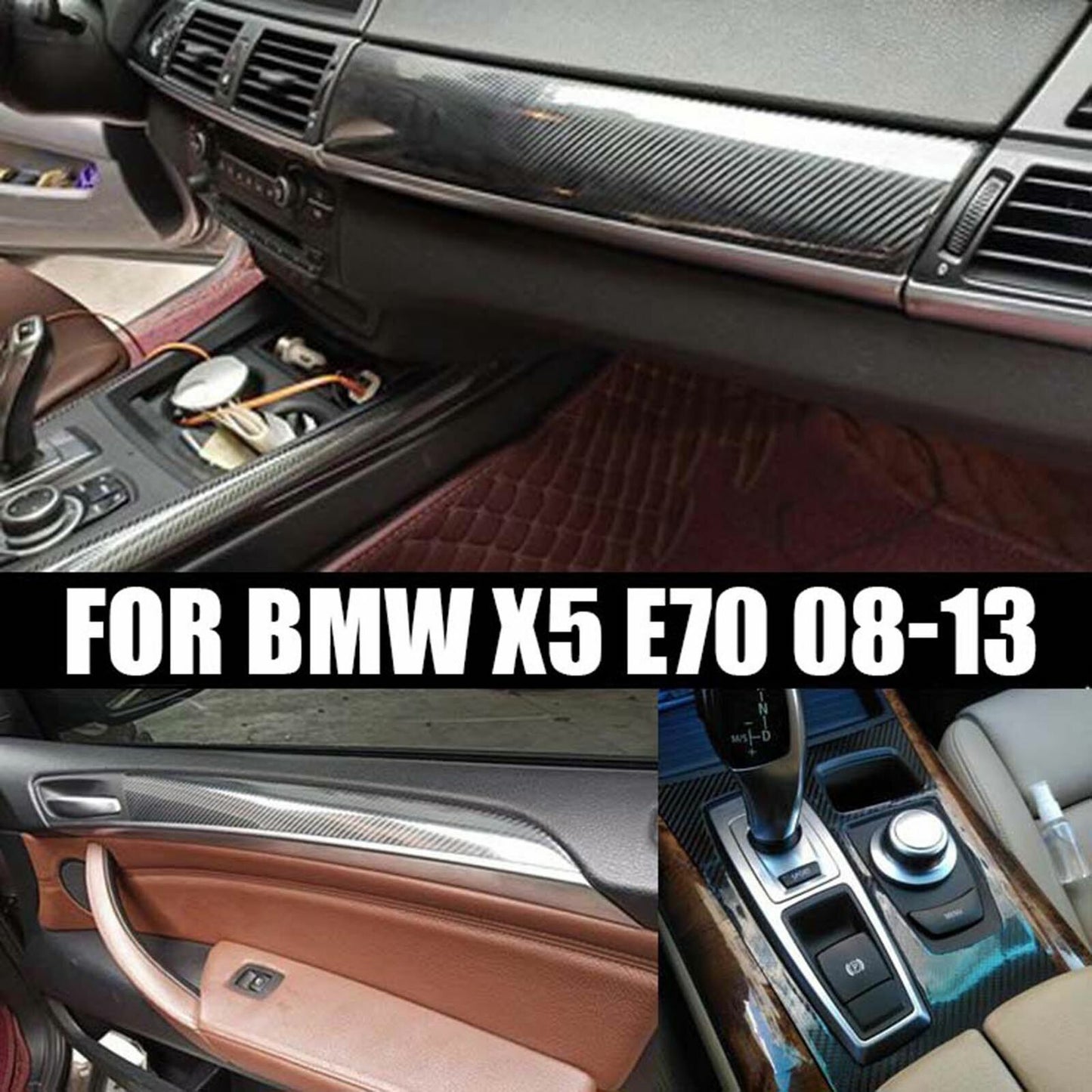 22 Carbon fiber internal accessory complete kit protective cover suitable for BMW X5 E70 X6 E71 AT