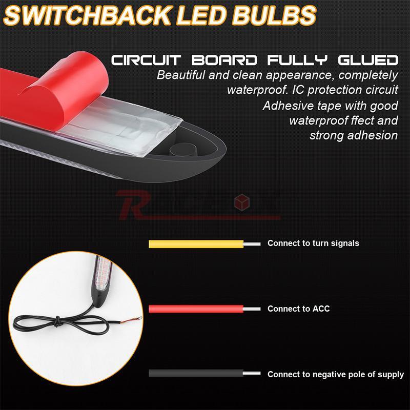 1Pair 28cm White/Yellow LED DRL Daytime Running Lights Strip Turn Signal for ATV