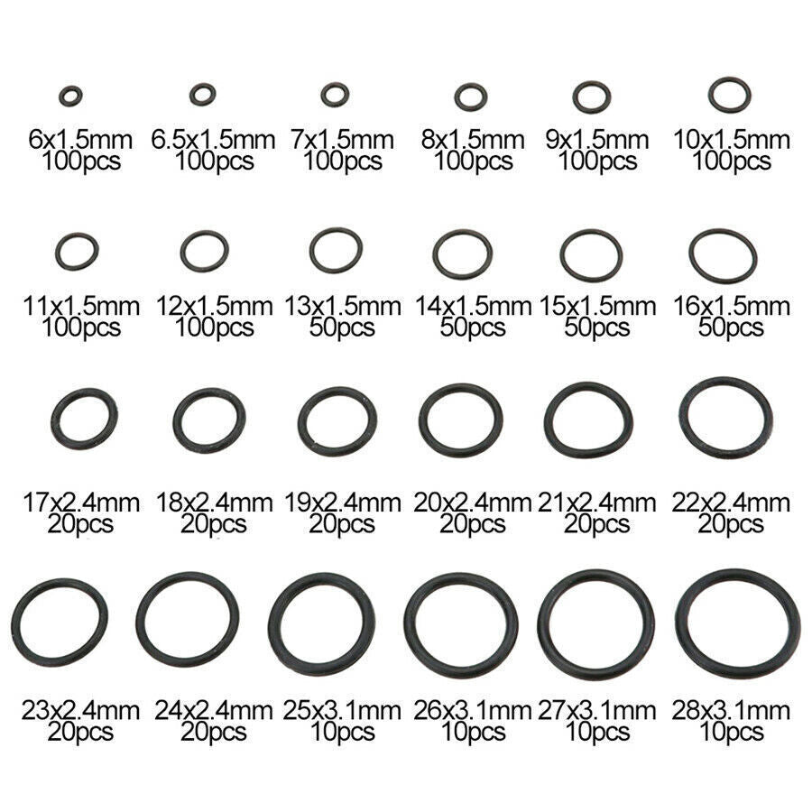 1200 Pcs Thickness 1.5mm 2.4mm 3.1mm Car O-Ring Gasket Sealing Rings Rubber Set