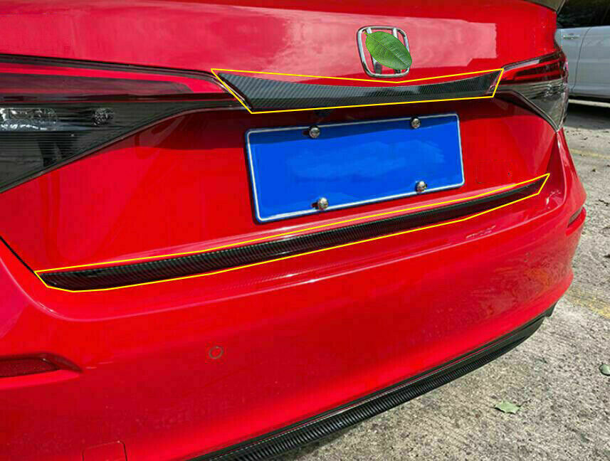 For 2022-2023 for Honda for Civic 11th Carbon Fiber Rear Door Tailgate Lid Strip Trim 3P