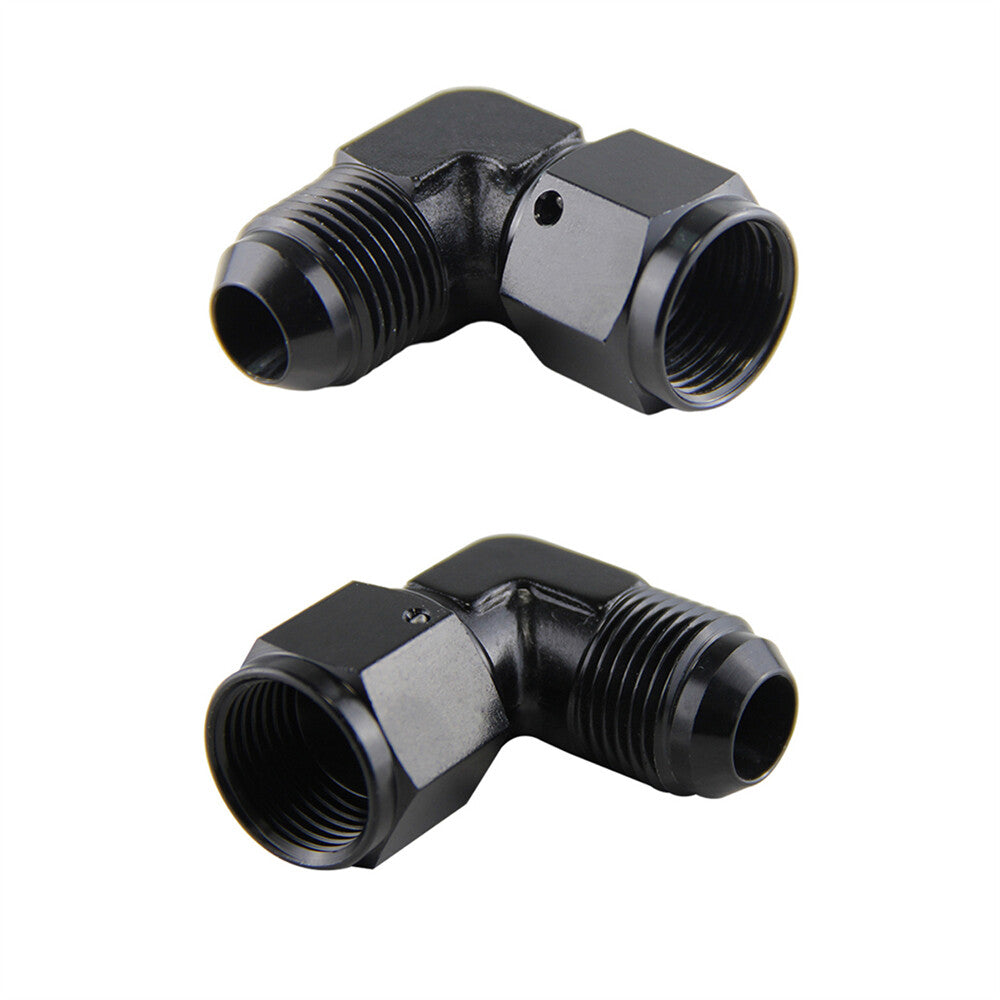 2PCS AN10 Female to 10AN Male 90 Degree Flare Swivel Hose Fitting Adapter Black