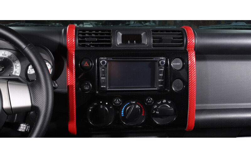 2for Toyota FJ Cruiser 2007-2014 Red Carbon Fiber Console Navigation Strip Trim