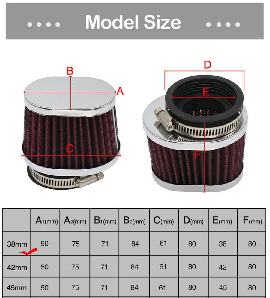 2x 38mm Air Filter POD Cleaner Fit For Bike Dirt ATV Quad Pit Motorcycle
